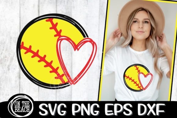 Download Softball SVG Heart Cutting Sublimation - Softball Collection