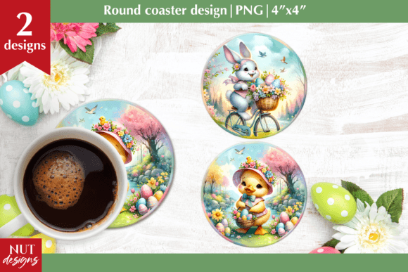 Download Watercolor Easter Round Coasters, Easter - Premium Bundle