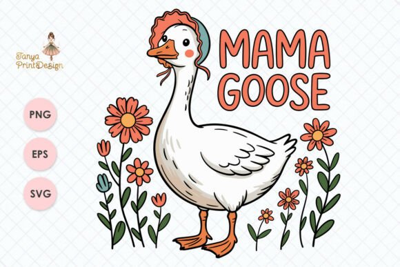 Download Mama Goose Retro Style PNG SVG Print - Premium Resources