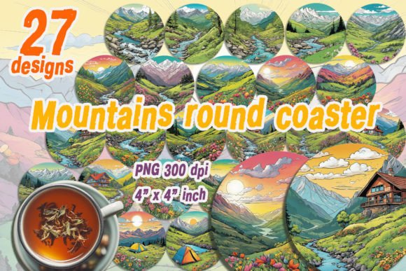 Download Spring Mountains Round Coasters Bundle - Premium Resources